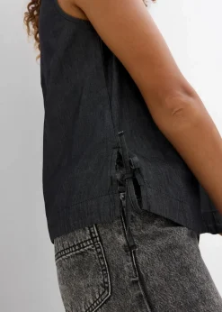 bonprix Blusen & Tuniken|Shirts & Tops^Jeans-Blusentop aus Bio-Baumwolle schwarz denim