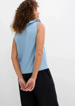 bonprix Blusen & Tuniken|Shirts & Tops^Jeans-Blusentop aus Bio-Baumwolle hellblau denim