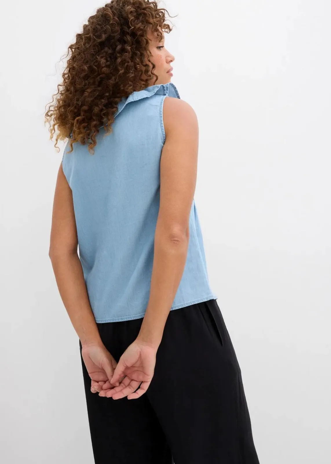 bonprix Blusen & Tuniken|Shirts & Tops^Jeans-Blusentop aus Bio-Baumwolle hellblau denim