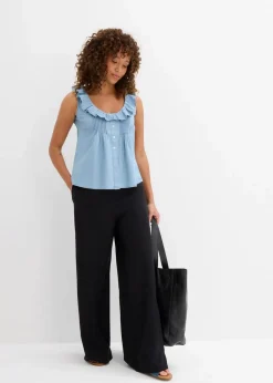 bonprix Blusen & Tuniken|Shirts & Tops^Jeans-Blusentop aus Bio-Baumwolle hellblau denim