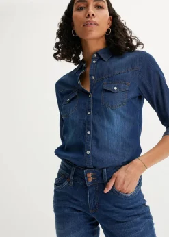 bonprix Bekleidung·Jacken & Mäntel|Blusen & Tuniken^Jeanshemd blau