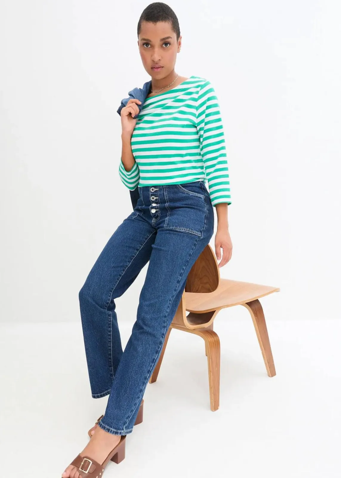 bonprix Bekleidung·Jacken & Mäntel|Blusen & Tuniken^Jeanshemd blau