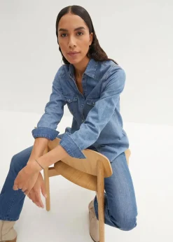 bonprix Bekleidung·Jacken & Mäntel|Blusen & Tuniken^Jeanshemd hellblau