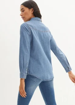 bonprix Bekleidung·Jacken & Mäntel|Blusen & Tuniken^Jeanshemd hellblau