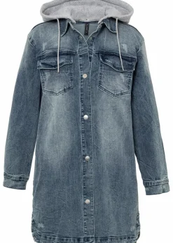 bonprix Jacken & Mäntel^Jeansjacke mit Kapuze blau denim