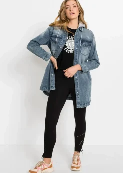 bonprix Jacken & Mäntel^Jeansjacke mit Kapuze blau denim