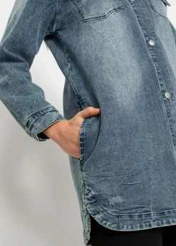bonprix Jacken & Mäntel^Jeansjacke mit Kapuze blau denim