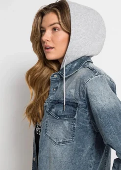 bonprix Jacken & Mäntel^Jeansjacke mit Kapuze blau denim