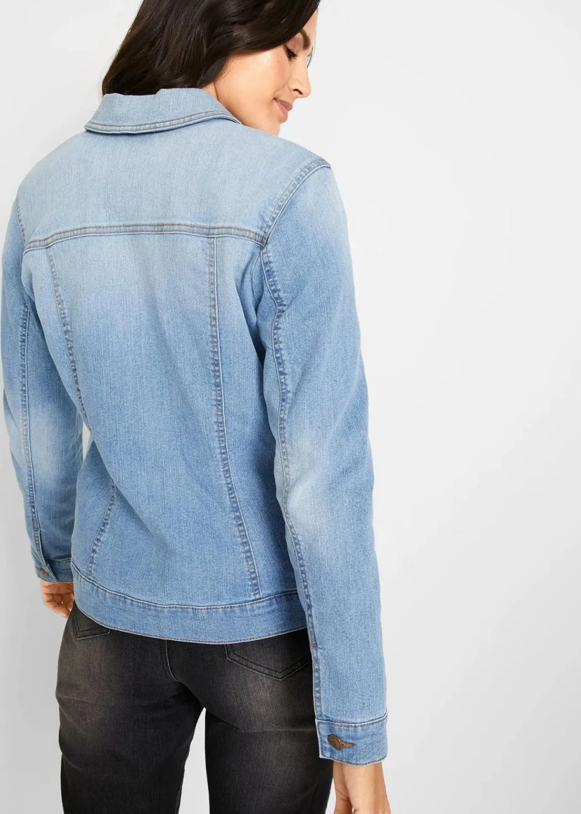 bonprix Bekleidung·Hosen^Jeansjacke mit seitlichem Rippeinsatz blue bleached