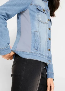 bonprix Bekleidung·Hosen^Jeansjacke mit seitlichem Rippeinsatz blue bleached