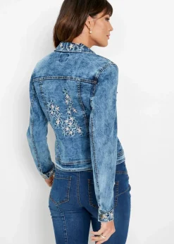 bonprix Bekleidung·Hosen|Jacken & Mäntel^Jeansjacke mit Stickerei blue stone