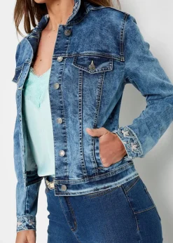 bonprix Bekleidung·Hosen|Jacken & Mäntel^Jeansjacke mit Stickerei blue stone