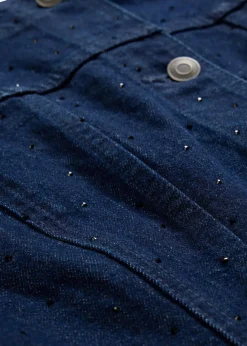 bonprix Jacken & Mäntel|Bekleidung·Hosen^Jeansjacke mit Strass tiefblau denim ungewaschen
