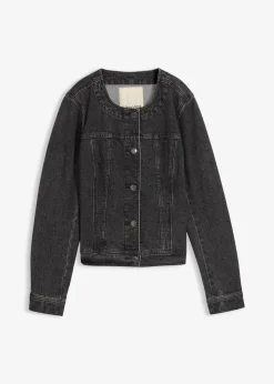bonprix Bekleidung·Hosen|Jacken & Mäntel^Jeansjacke mit Strass dunkelgrau denim