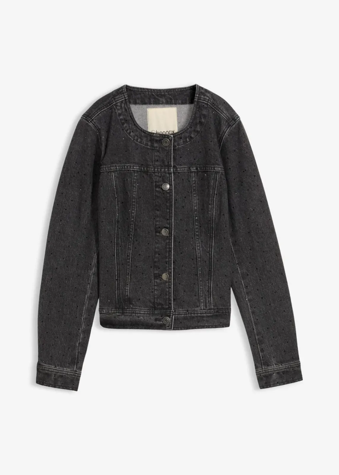 bonprix Bekleidung·Hosen|Jacken & Mäntel^Jeansjacke mit Strass dunkelgrau denim