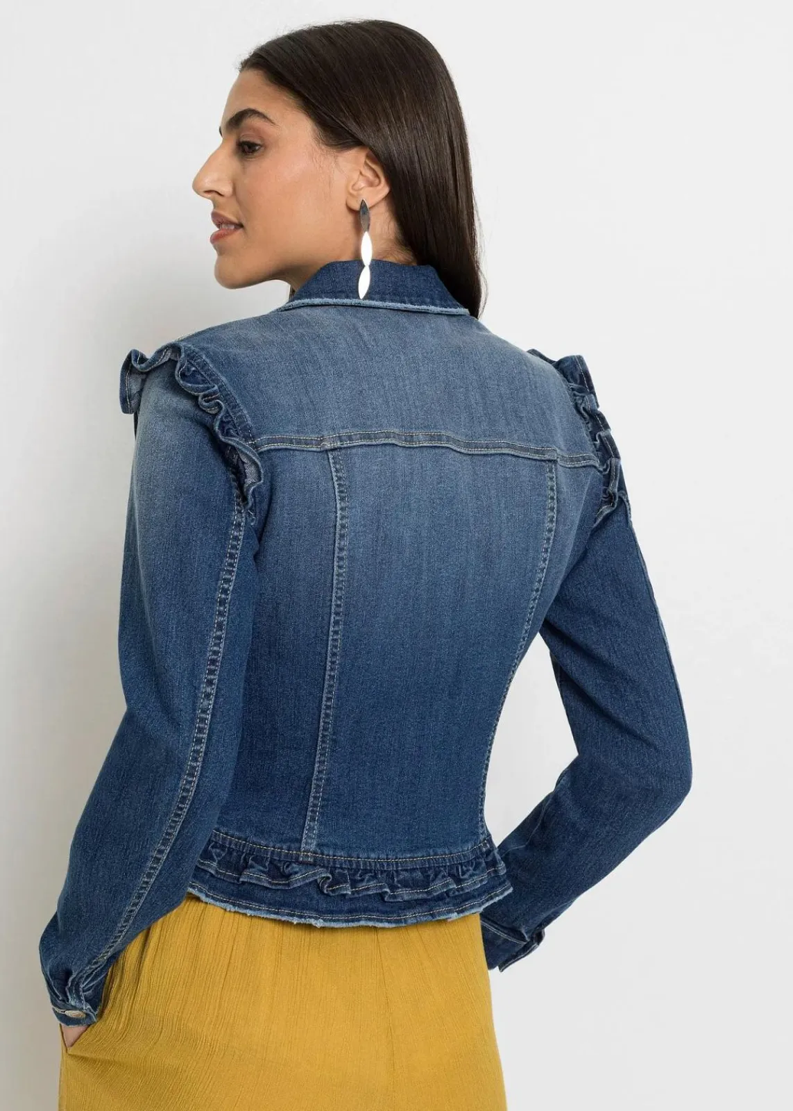 bonprix Jacken & Mäntel^Jeansjacke mit Volants blau denim