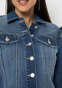 bonprix Jacken & Mäntel^Jeansjacke mit Volants blau denim