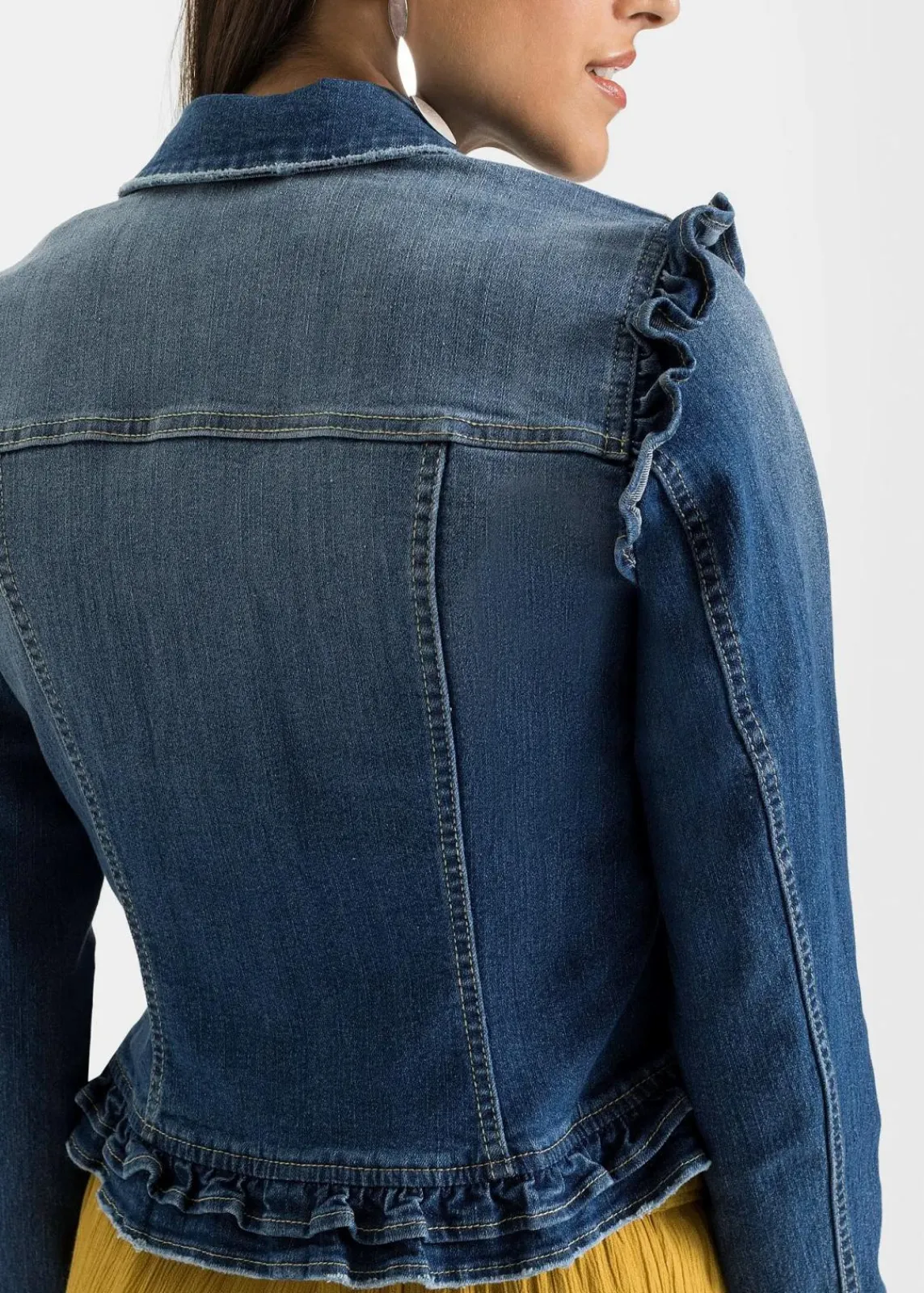 bonprix Jacken & Mäntel^Jeansjacke mit Volants blau denim
