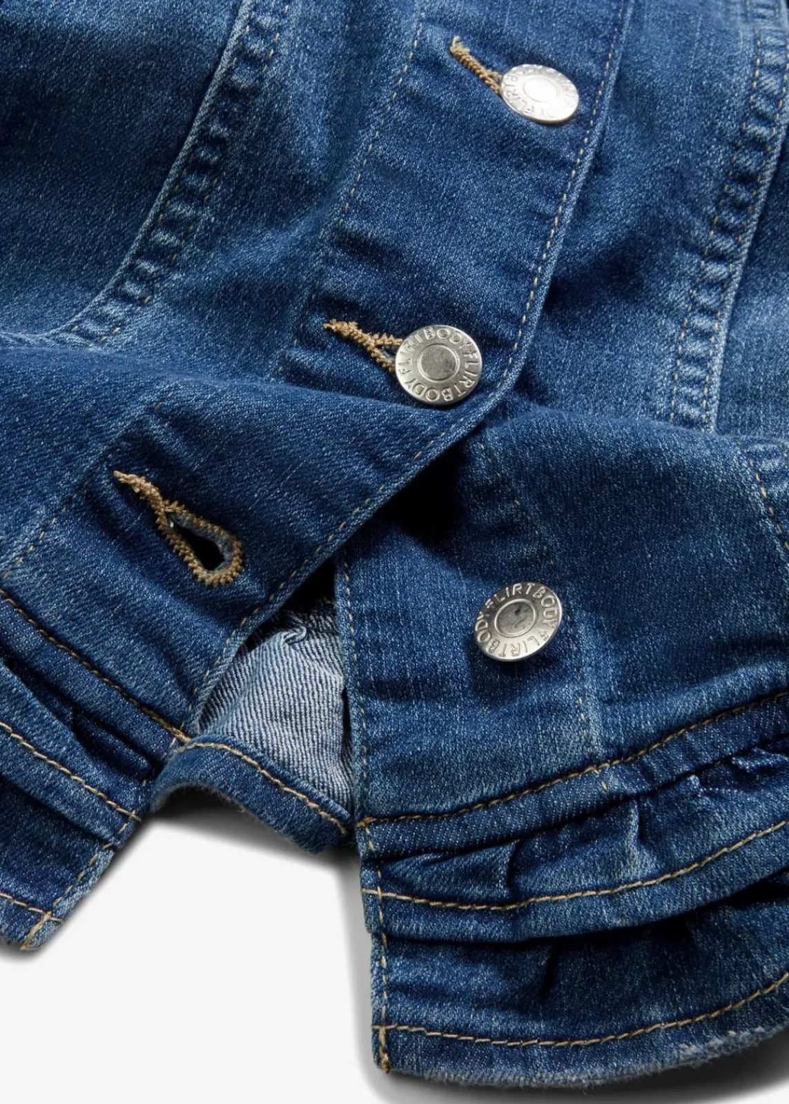bonprix Jacken & Mäntel^Jeansjacke mit Volants blau denim