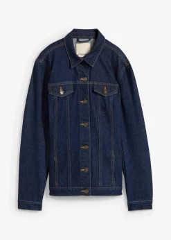 bonprix Bekleidung·Hosen|Jacken & Mäntel^Jeansjacke, tailliert, mit Baumwolle tiefblau denim ungewaschen
