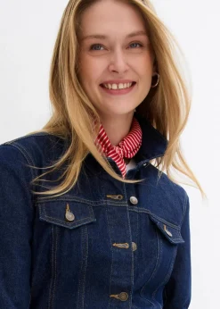 bonprix Bekleidung·Hosen|Jacken & Mäntel^Jeansjacke, tailliert, mit Baumwolle tiefblau denim ungewaschen