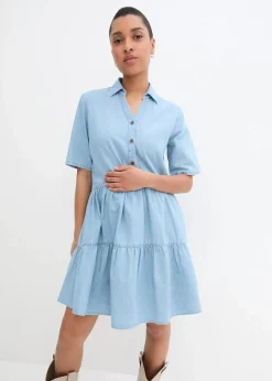bonprix Kleider|Bekleidung·Pullover & Strickjacken^Jeanskleid eisblau denim used