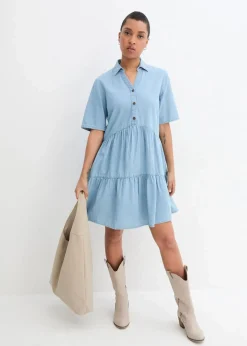 bonprix Kleider|Bekleidung·Pullover & Strickjacken^Jeanskleid eisblau denim used