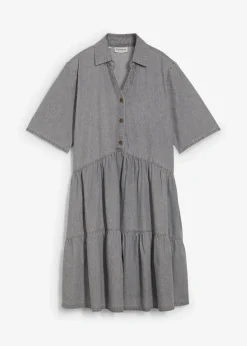bonprix Bekleidung·Pullover & Strickjacken|Kleider^Jeanskleid hellgrau denim used