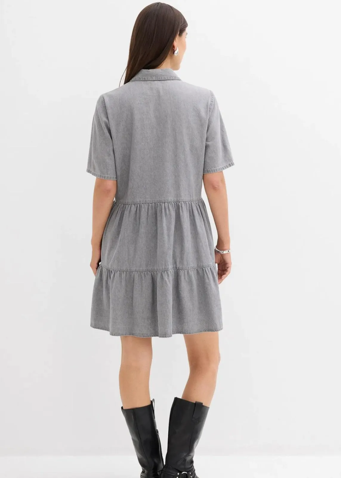 bonprix Bekleidung·Pullover & Strickjacken|Kleider^Jeanskleid hellgrau denim used
