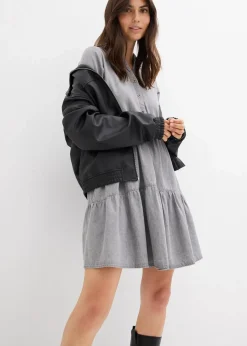 bonprix Bekleidung·Pullover & Strickjacken|Kleider^Jeanskleid hellgrau denim used