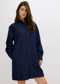 bonprix Bekleidung·Pullover & Strickjacken|Kleider^Jeanskleid tiefblau denim ungewaschen