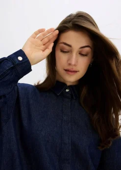 bonprix Bekleidung·Pullover & Strickjacken|Kleider^Jeanskleid tiefblau denim ungewaschen