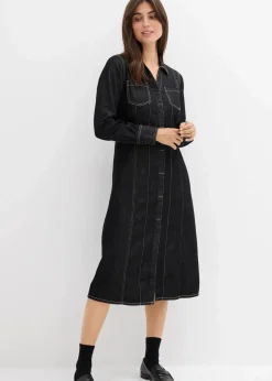 bonprix Bekleidung·Pullover & Strickjacken|Kleider^Jeanskleid schwarz denim