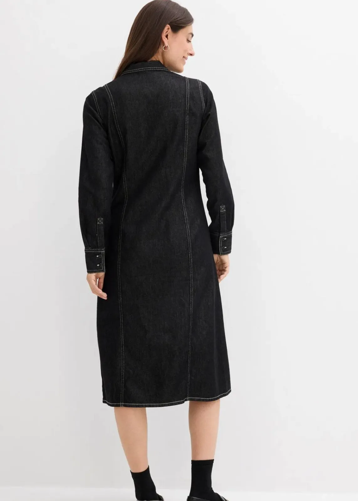 bonprix Bekleidung·Pullover & Strickjacken|Kleider^Jeanskleid schwarz denim