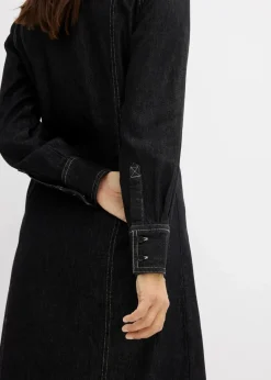 bonprix Bekleidung·Pullover & Strickjacken|Kleider^Jeanskleid schwarz denim