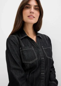 bonprix Bekleidung·Pullover & Strickjacken|Kleider^Jeanskleid schwarz denim