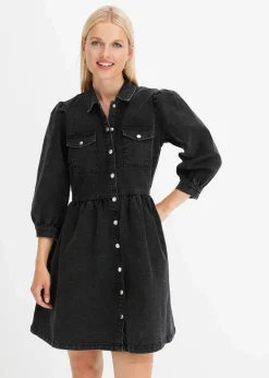 bonprix Kleider|Bekleidung·Pullover & Strickjacken^Jeanskleid schwarz denim