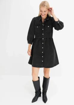 bonprix Kleider|Bekleidung·Pullover & Strickjacken^Jeanskleid schwarz denim