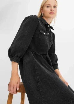 bonprix Kleider|Bekleidung·Pullover & Strickjacken^Jeanskleid schwarz denim