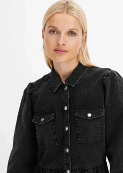 bonprix Kleider|Bekleidung·Pullover & Strickjacken^Jeanskleid schwarz denim