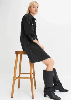 bonprix Kleider|Bekleidung·Pullover & Strickjacken^Jeanskleid schwarz denim