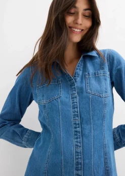 bonprix Kleider|Bekleidung·Pullover & Strickjacken^Jeanskleid blau denim