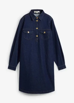 bonprix Bekleidung·Pullover & Strickjacken|Kleider^Jeanskleid tiefblau denim ungewaschen