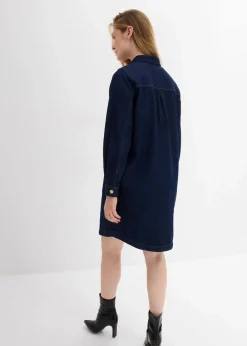 bonprix Bekleidung·Pullover & Strickjacken|Kleider^Jeanskleid tiefblau denim ungewaschen