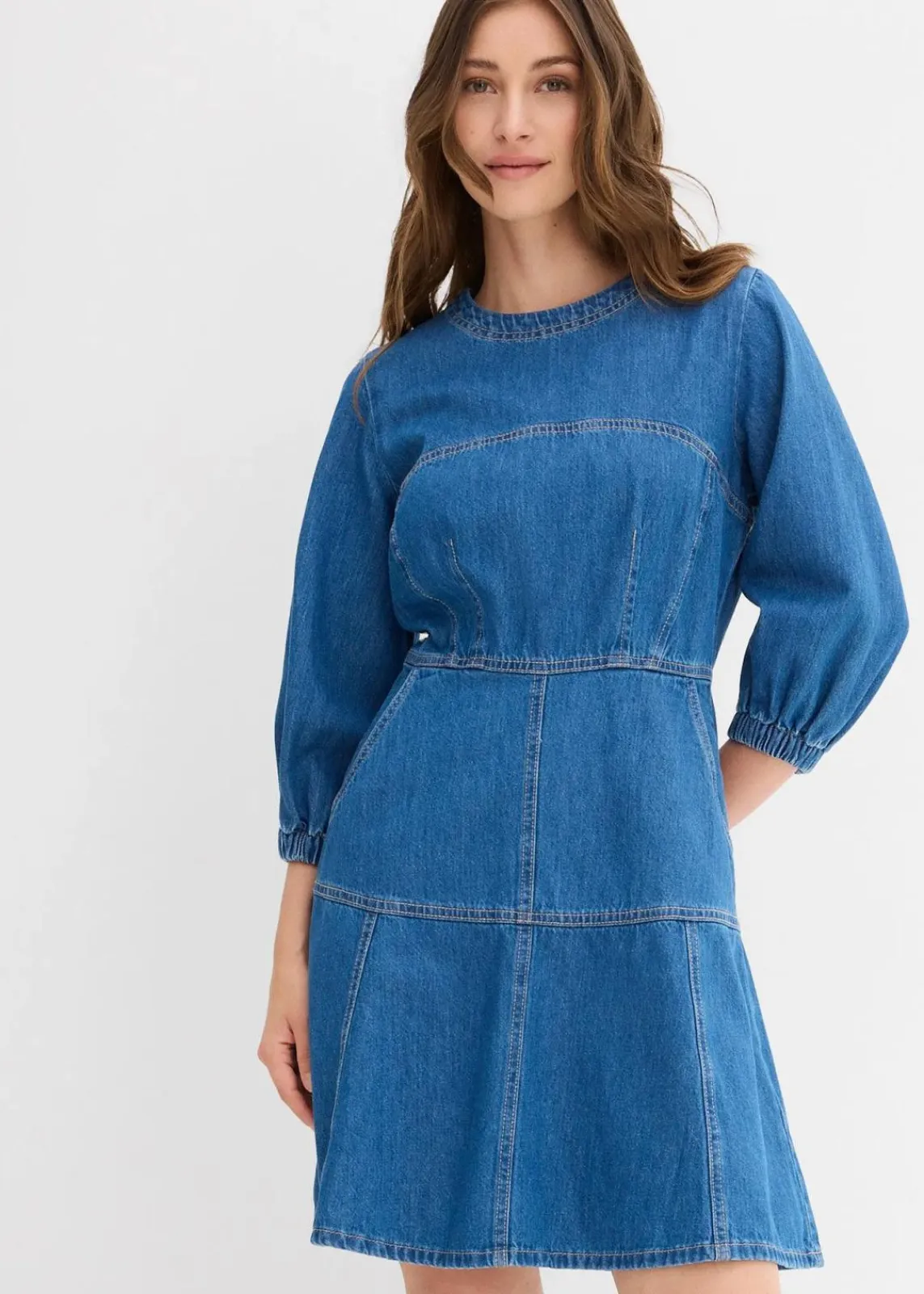 bonprix Bekleidung·Pullover & Strickjacken|Kleider^Jeanskleid aus reiner Baumwolle blau denim