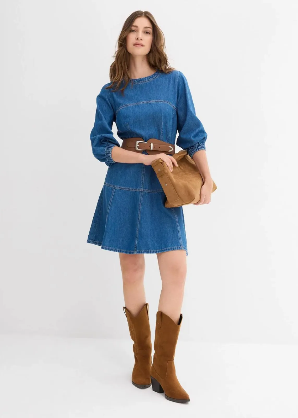 bonprix Bekleidung·Pullover & Strickjacken|Kleider^Jeanskleid aus reiner Baumwolle blau denim