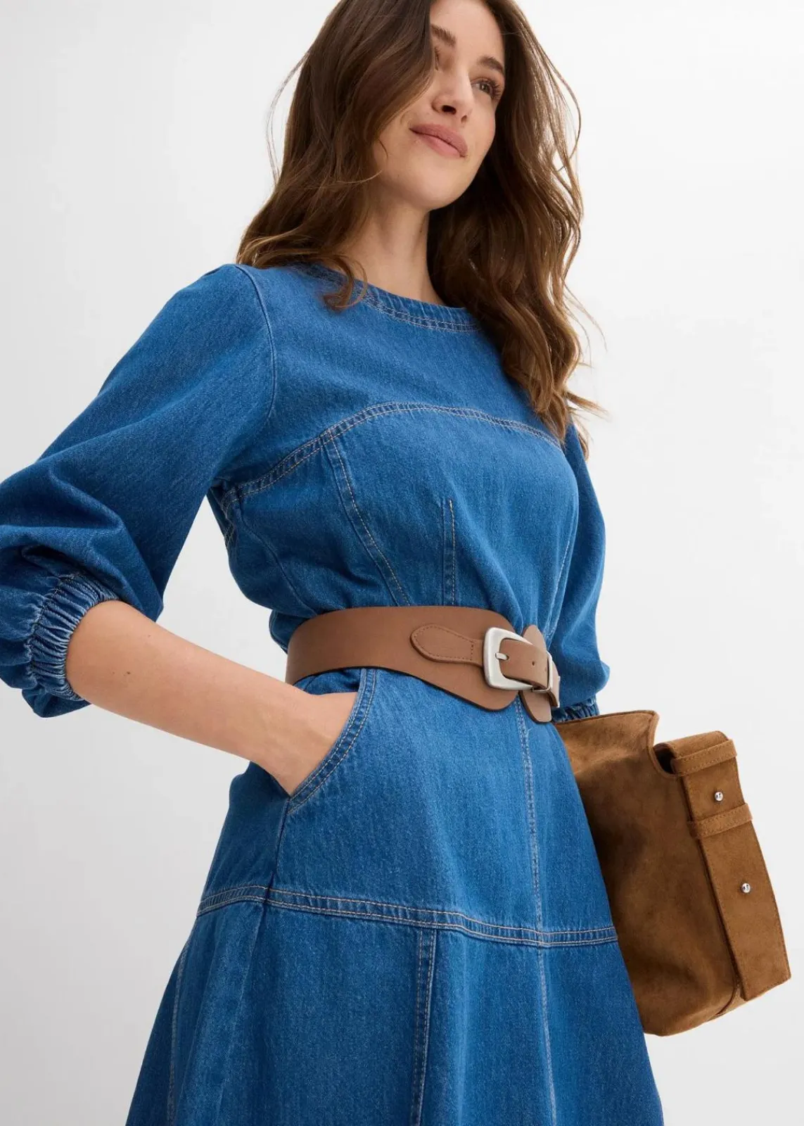 bonprix Bekleidung·Pullover & Strickjacken|Kleider^Jeanskleid aus reiner Baumwolle blau denim