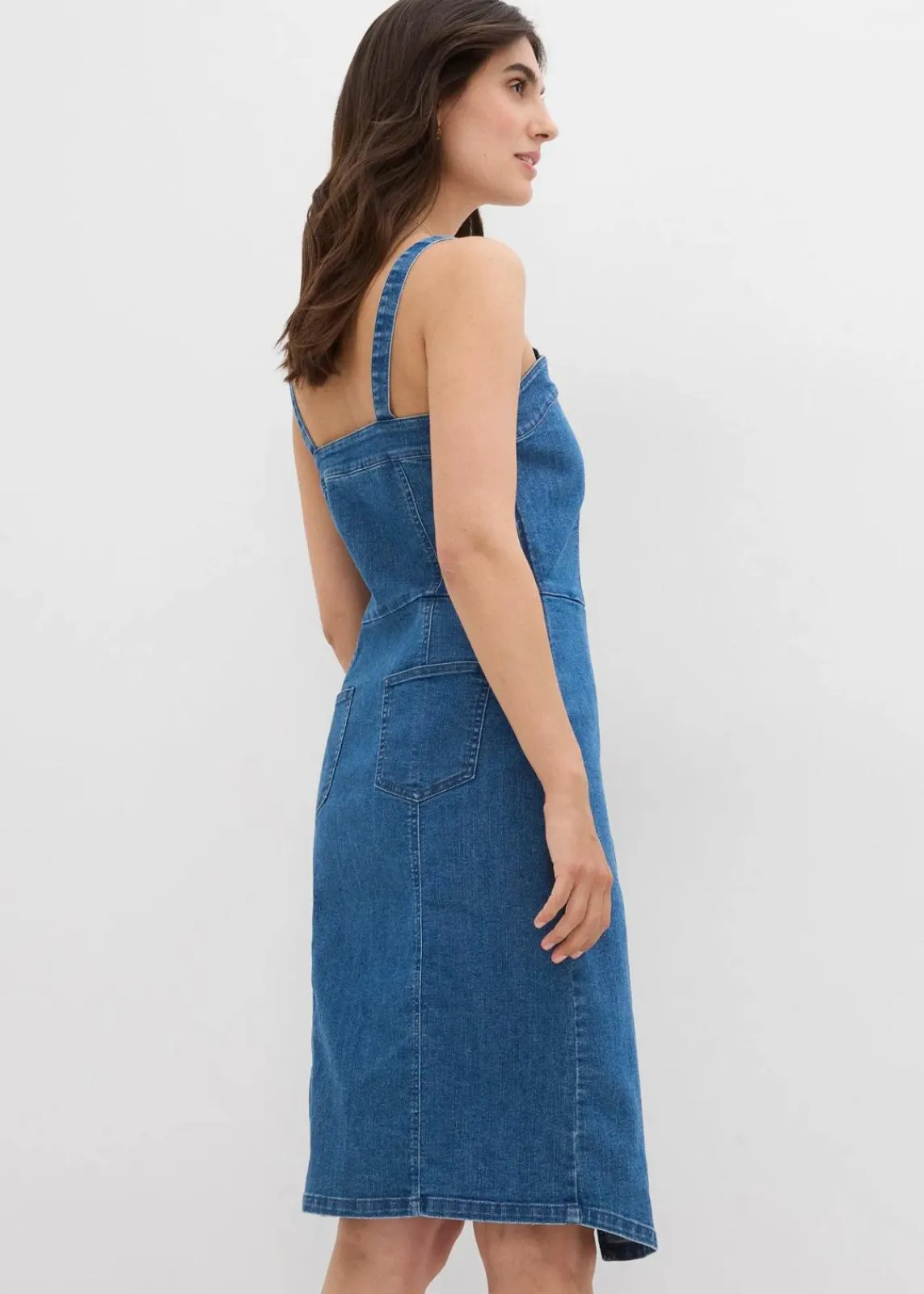 bonprix Kleider|Bekleidung·Pullover & Strickjacken^Jeanskleid in Wickeloptik blau denim