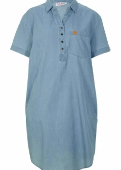 bonprix Kleider|Bekleidung·Pullover & Strickjacken^Jeanskleid, Kurzarm eisblau denim used