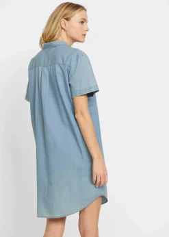 bonprix Kleider|Bekleidung·Pullover & Strickjacken^Jeanskleid, Kurzarm eisblau denim used